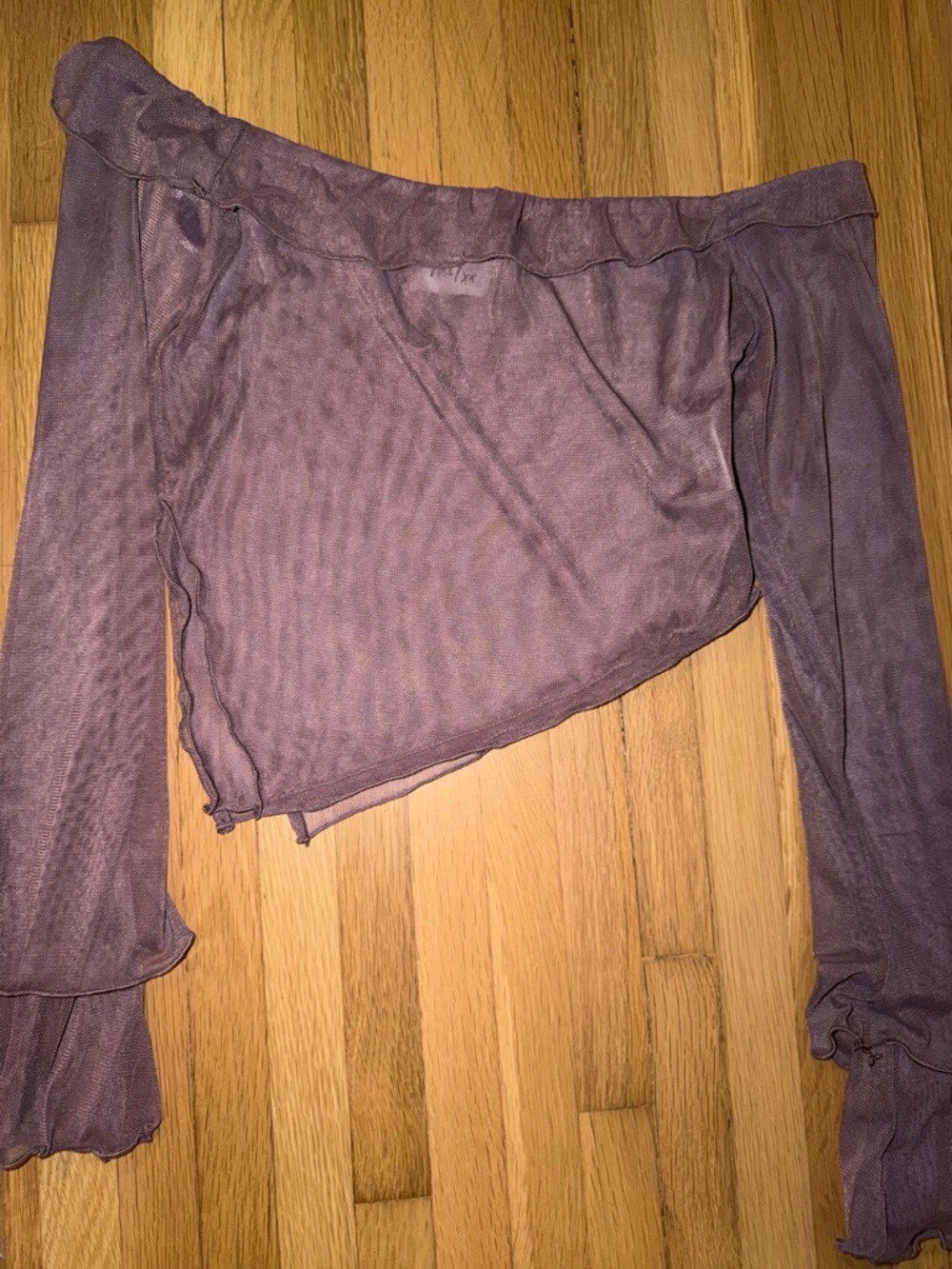 Princess Polly Mauve Sheer Off-Shoulder Long Sleeve Top